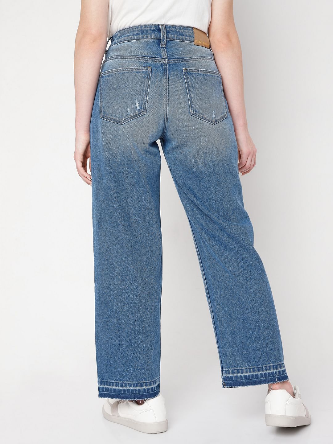 Blue Ripped Jade Straight Fit Jeans