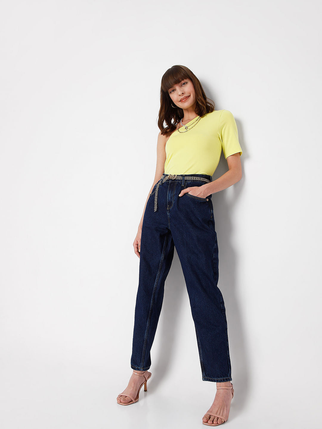 Blue High Rise Girlfriend Jeans