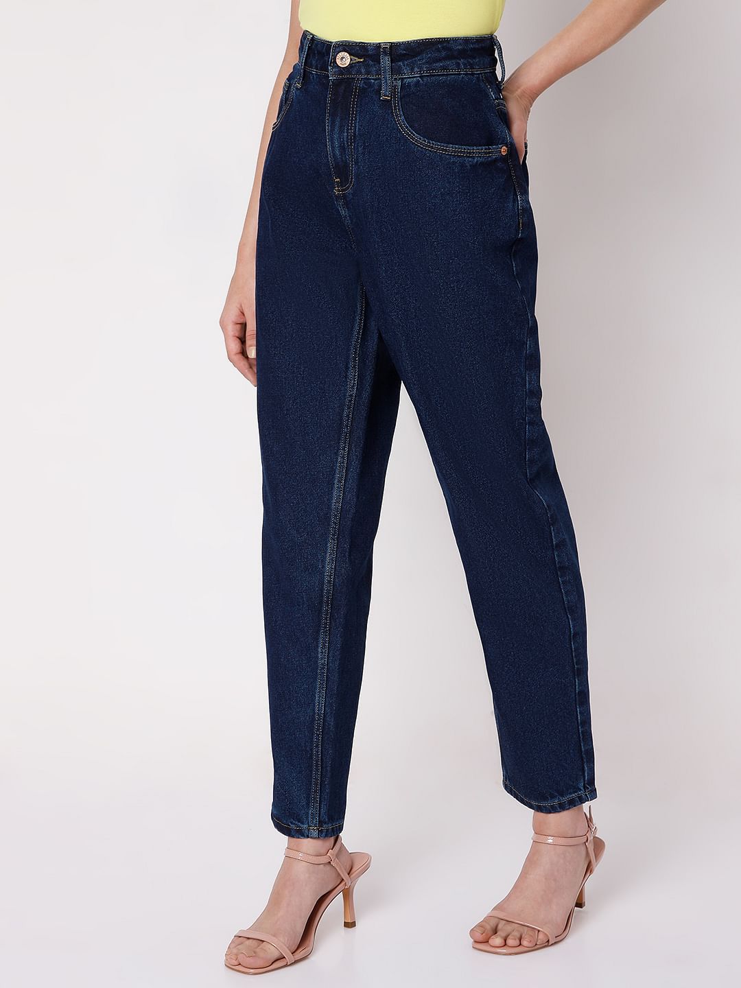 Blue High Rise Girlfriend Jeans