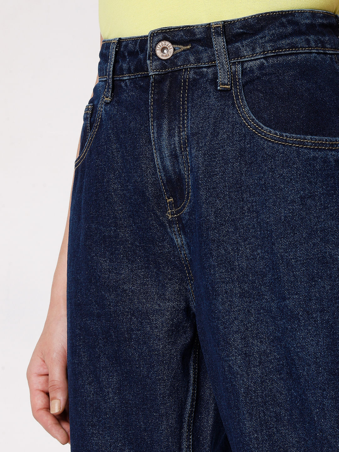 Blue High Rise Girlfriend Jeans