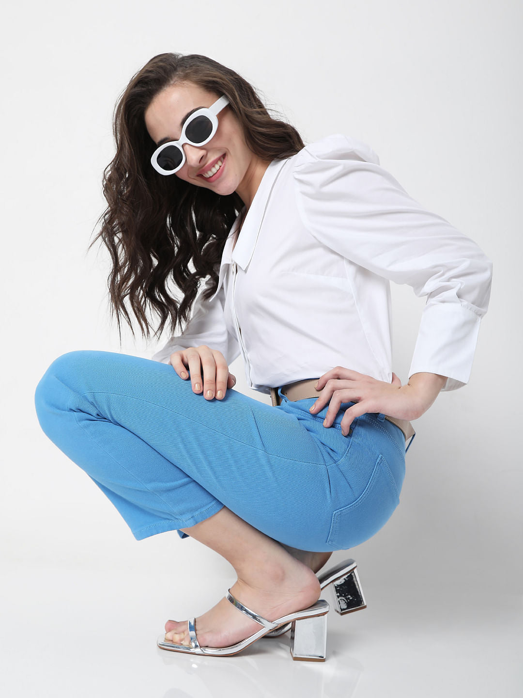 Blue High Waist Jade Straight Fit Jeans