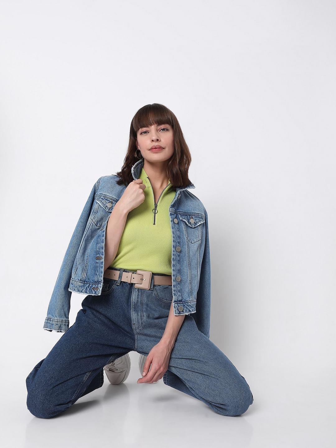 Blue Two-Toned Mom Jeans