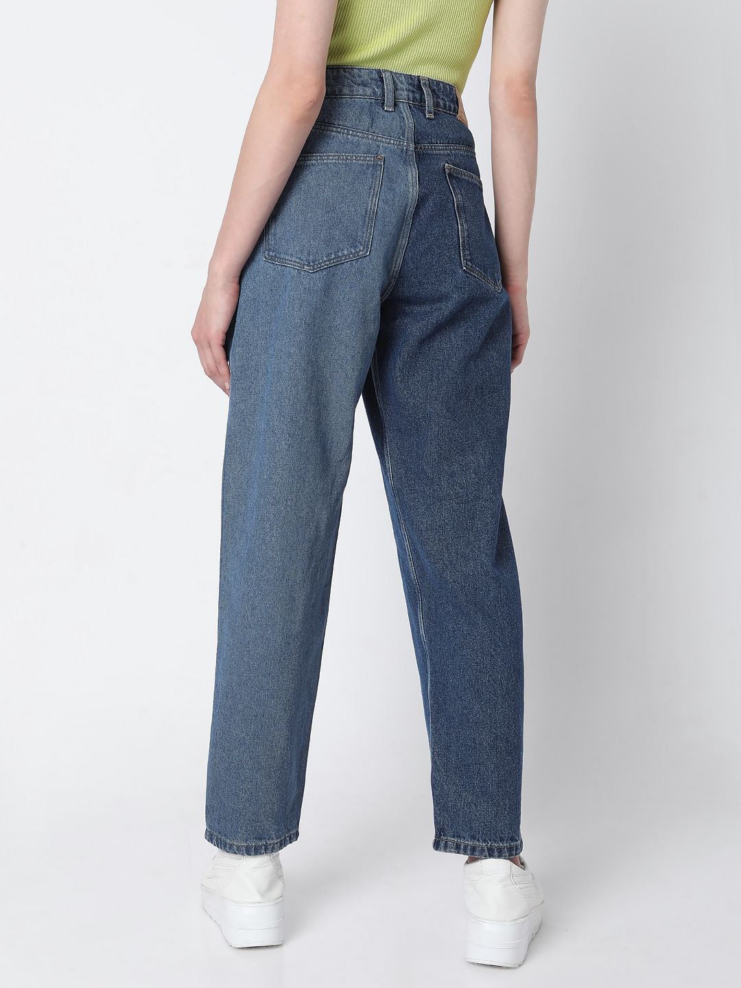 Blue Two-Toned Mom Jeans