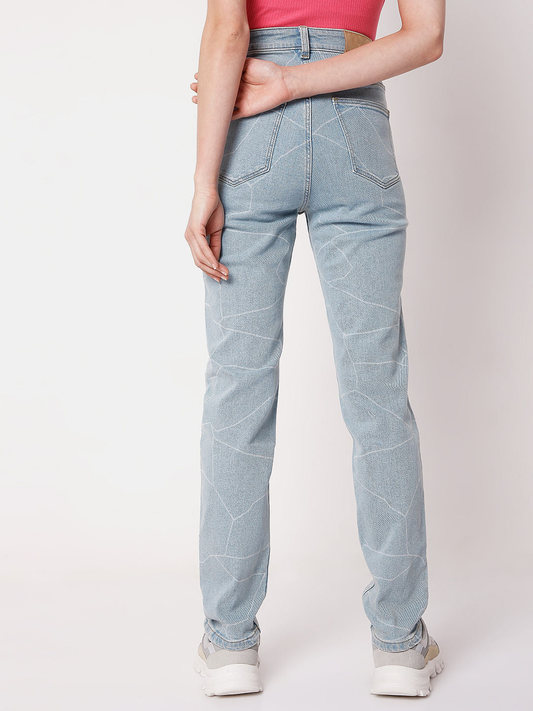 Blue Printed High Waist Jeans