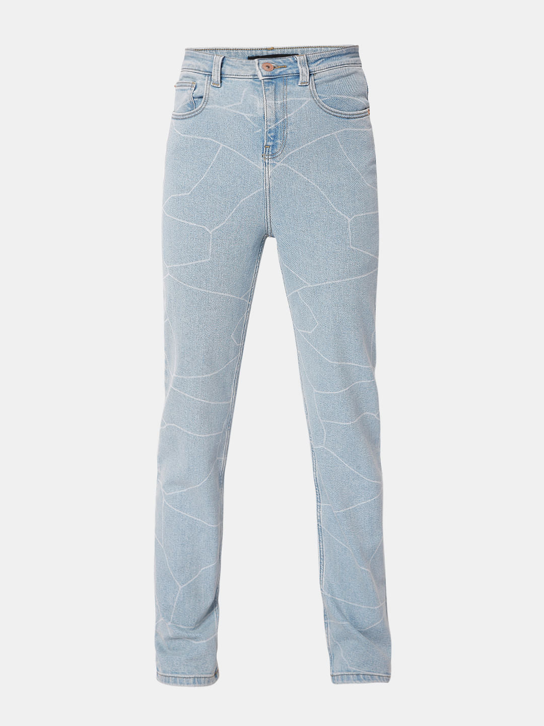 Blue Printed High Waist Jeans