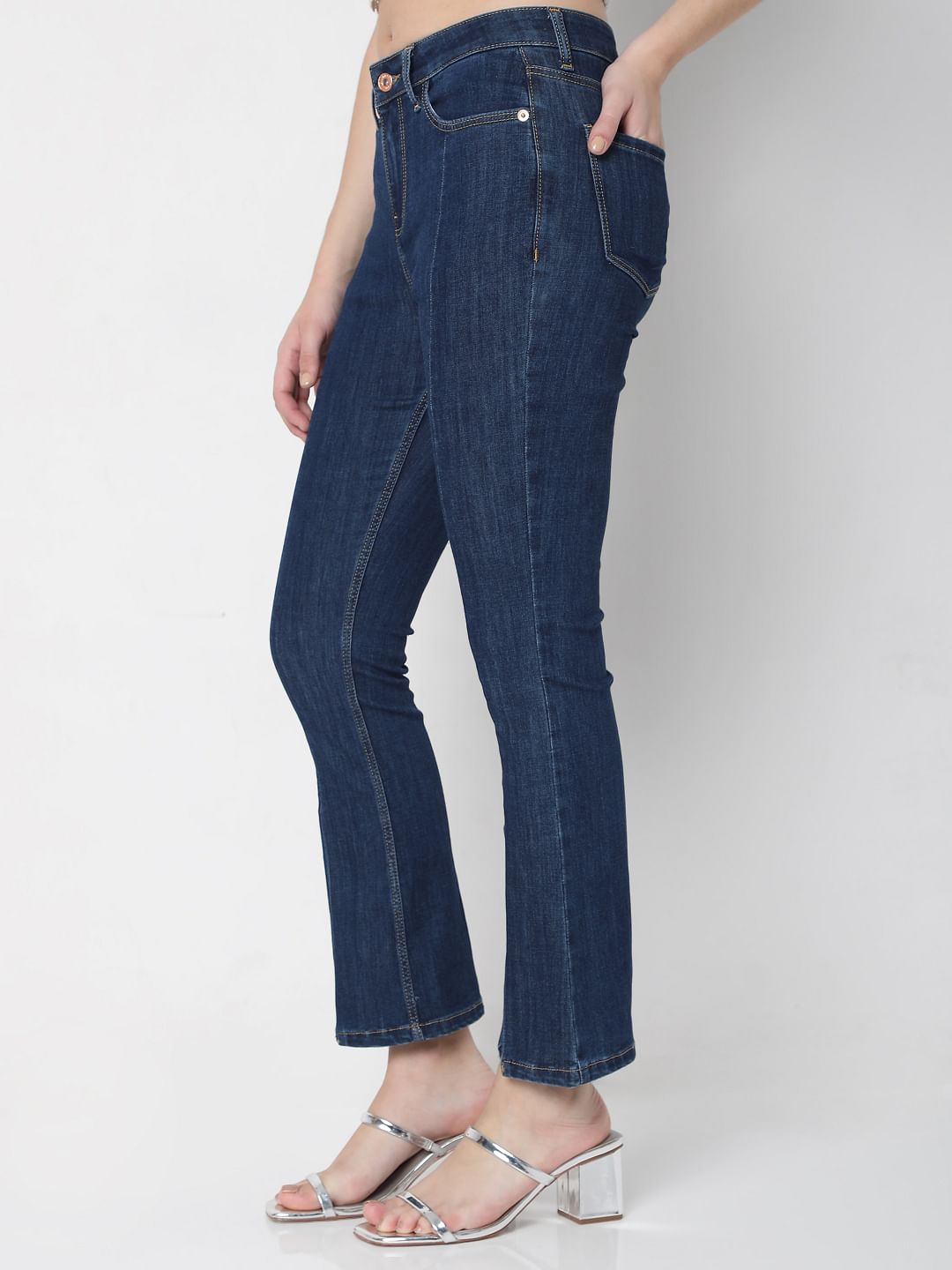 Blue Petra Bootcut Ankle Slit Jeans
