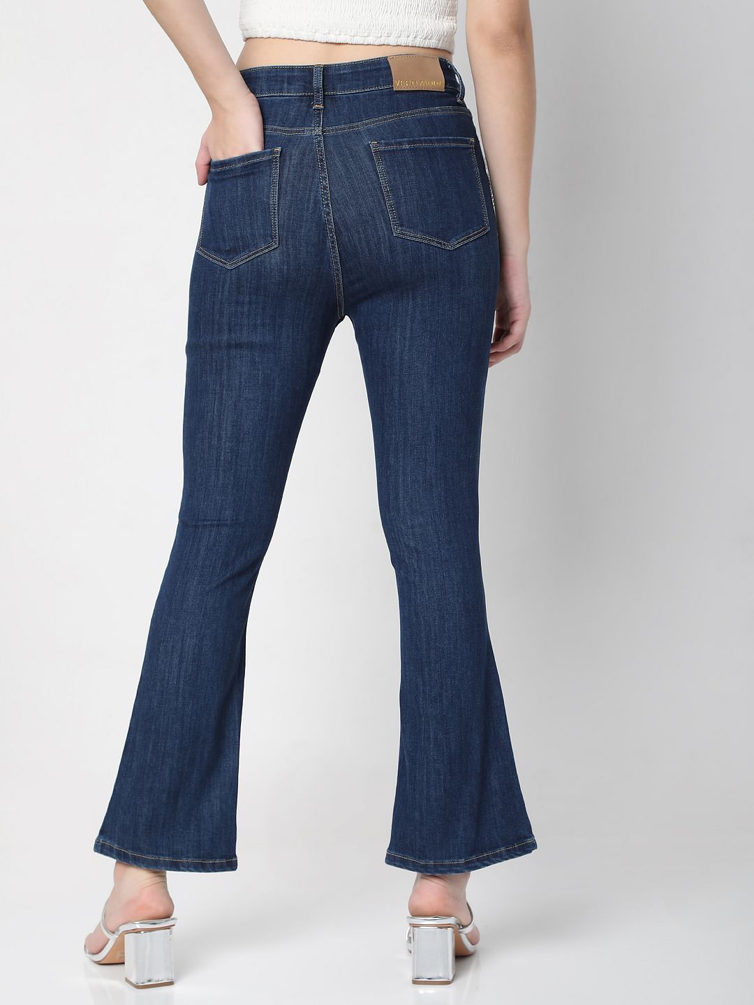 Blue Petra Bootcut Ankle Slit Jeans