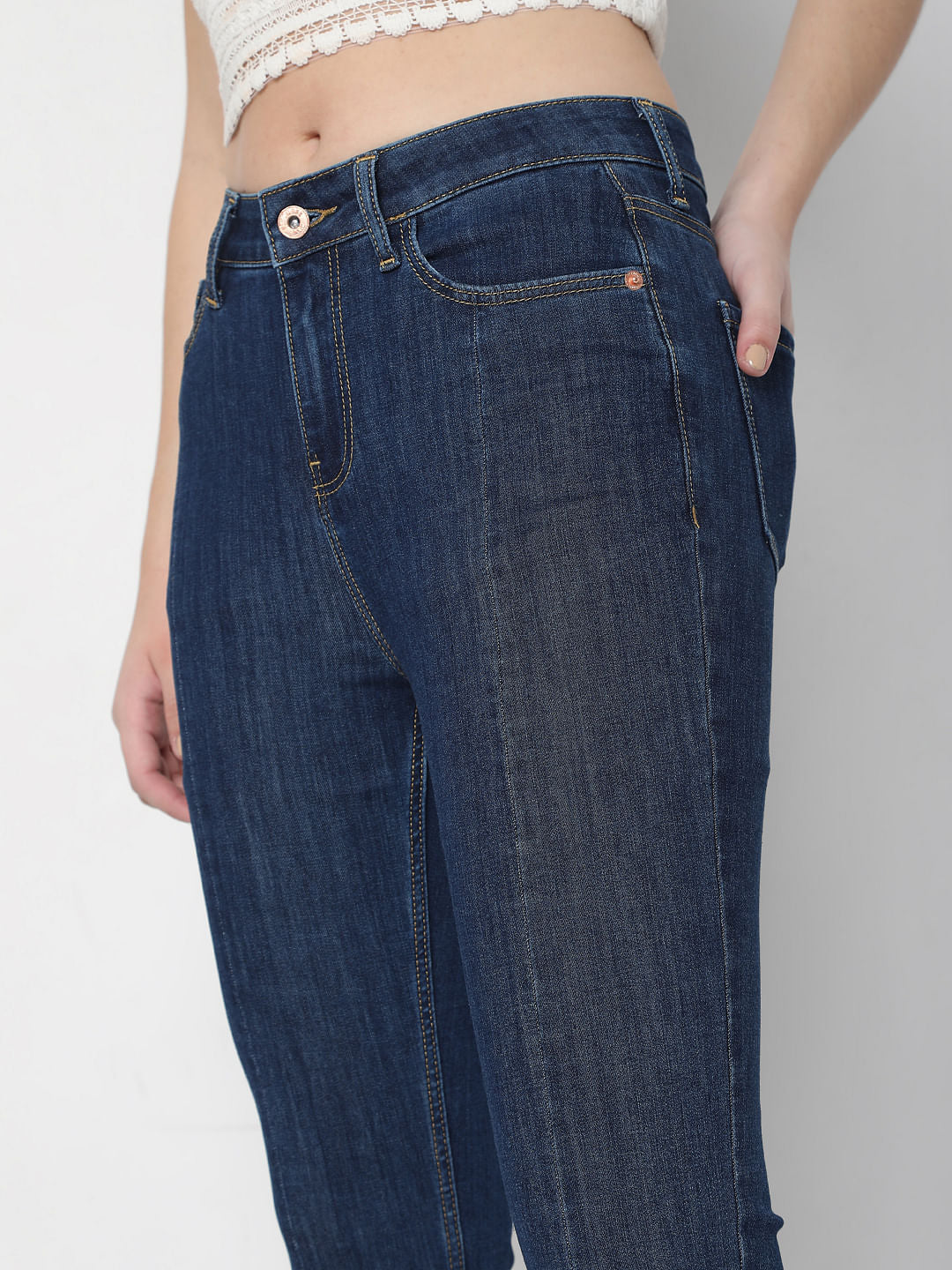 Blue Petra Bootcut Ankle Slit Jeans