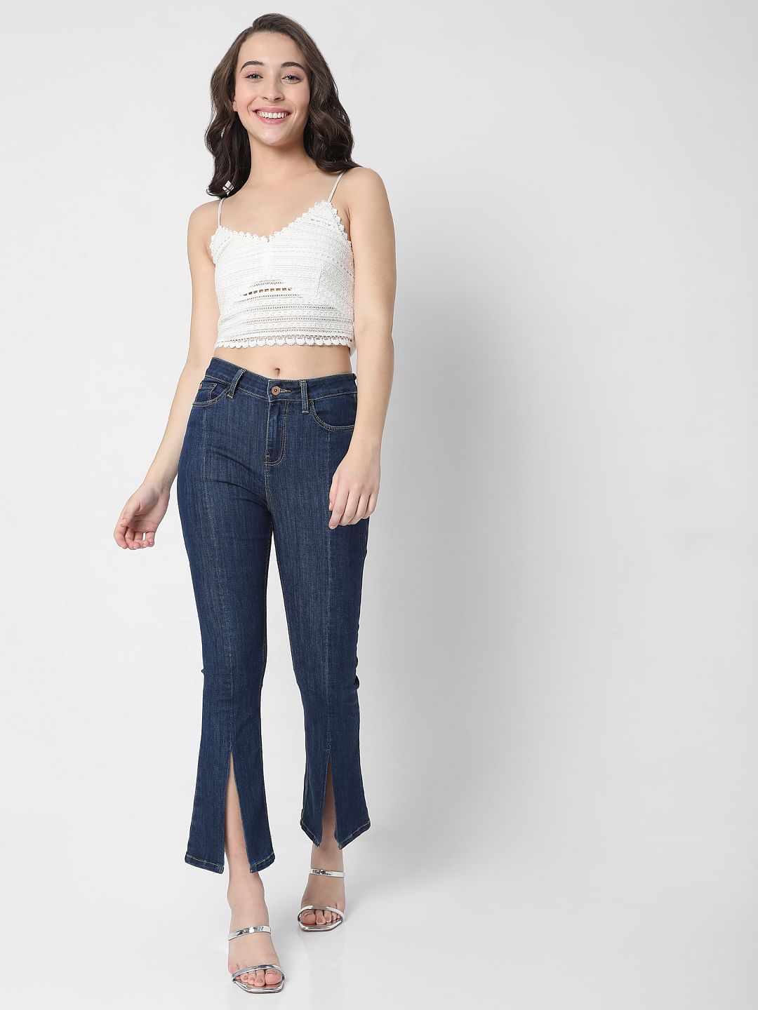 Blue Petra Bootcut Ankle Slit Jeans