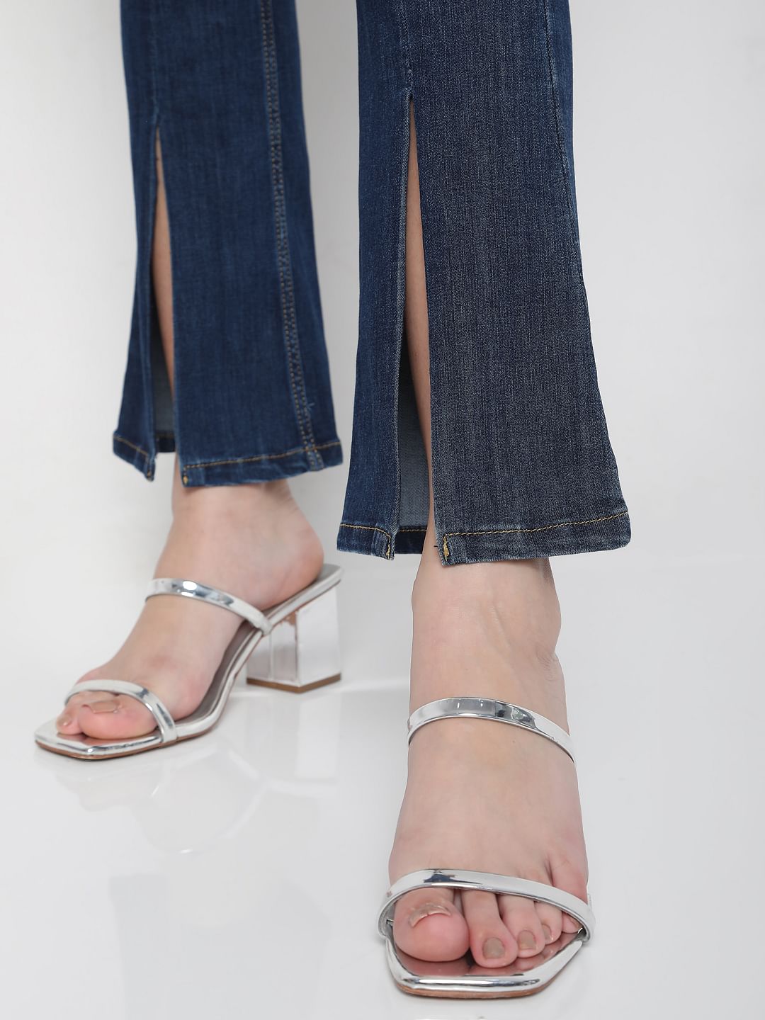 Blue Petra Bootcut Ankle Slit Jeans