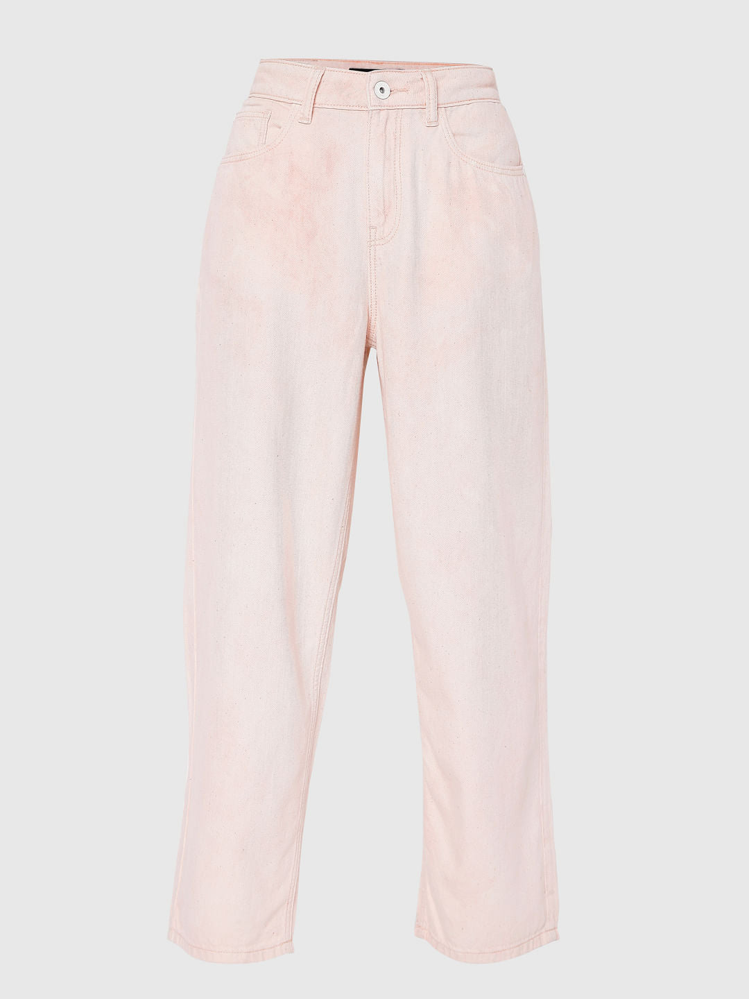 Pink High Rise Washed Jade Straight Fit Jeans