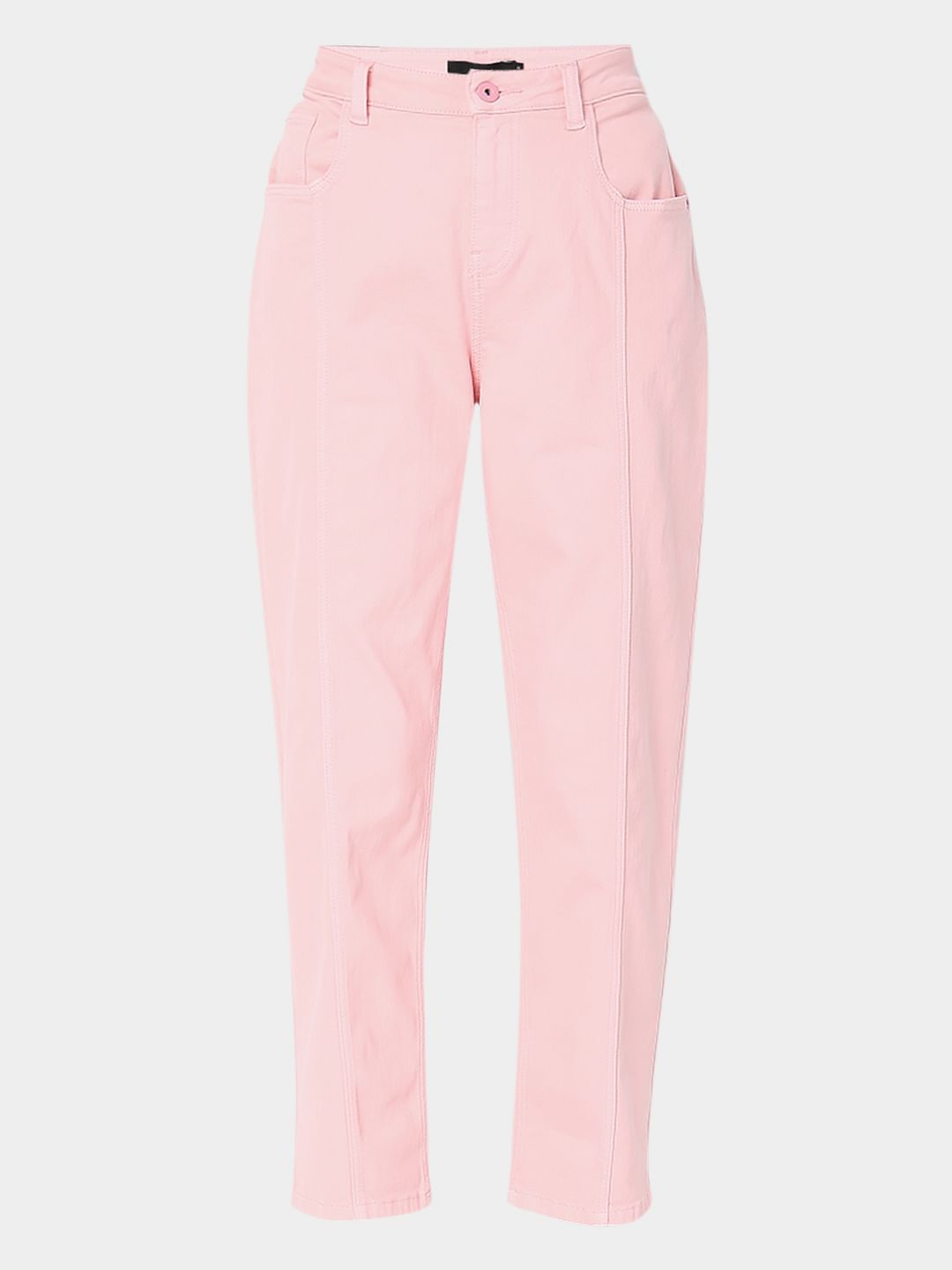 Pink High Waist Jade Straight Fit Jeans