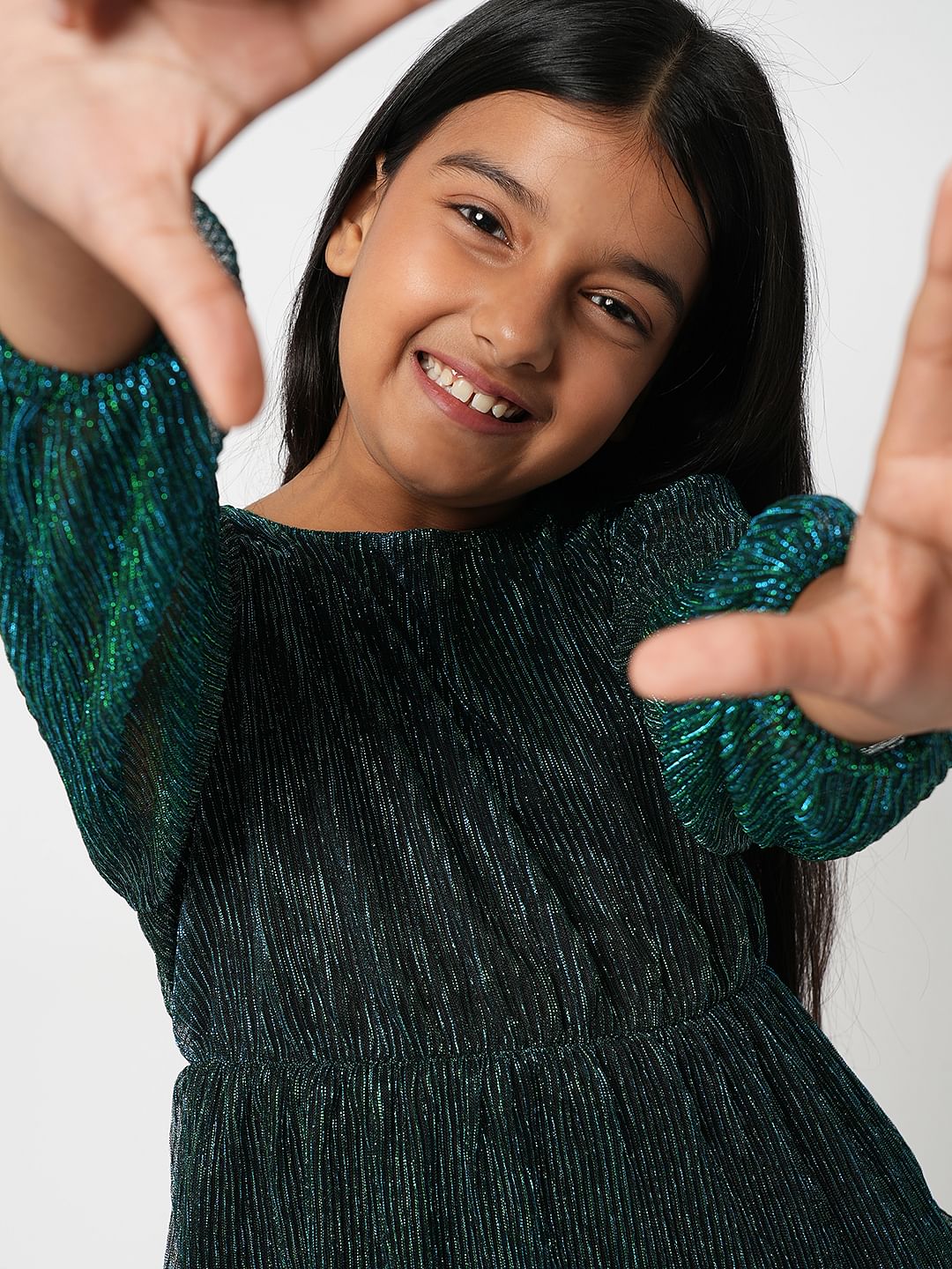 Green Shimmer Layered Dress