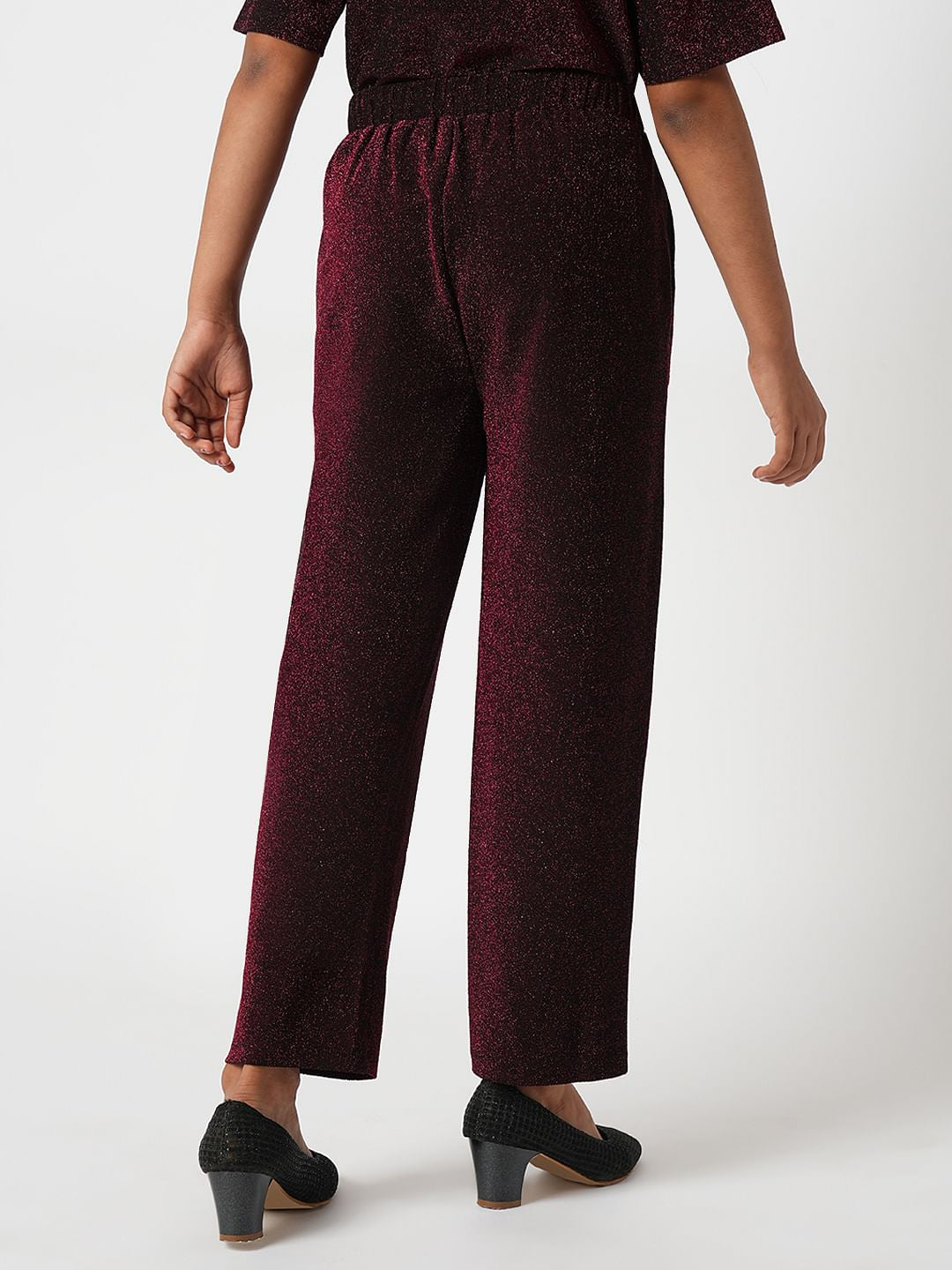 Maroon Shimmer Co-Ord Set Pants