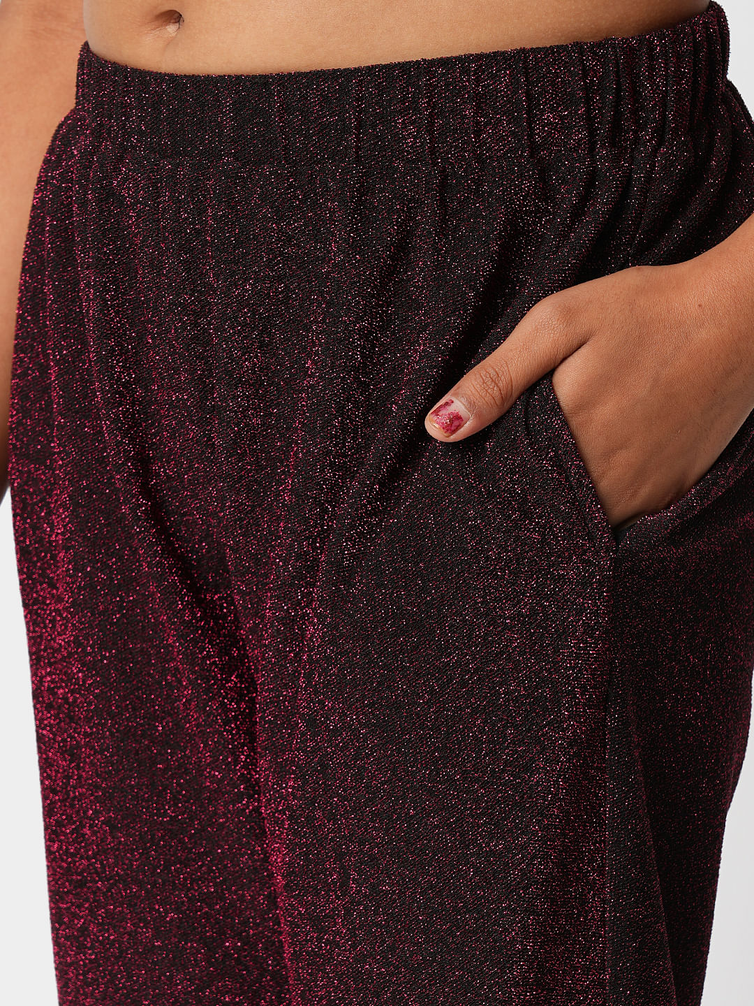 Maroon Shimmer Co-Ord Set Pants