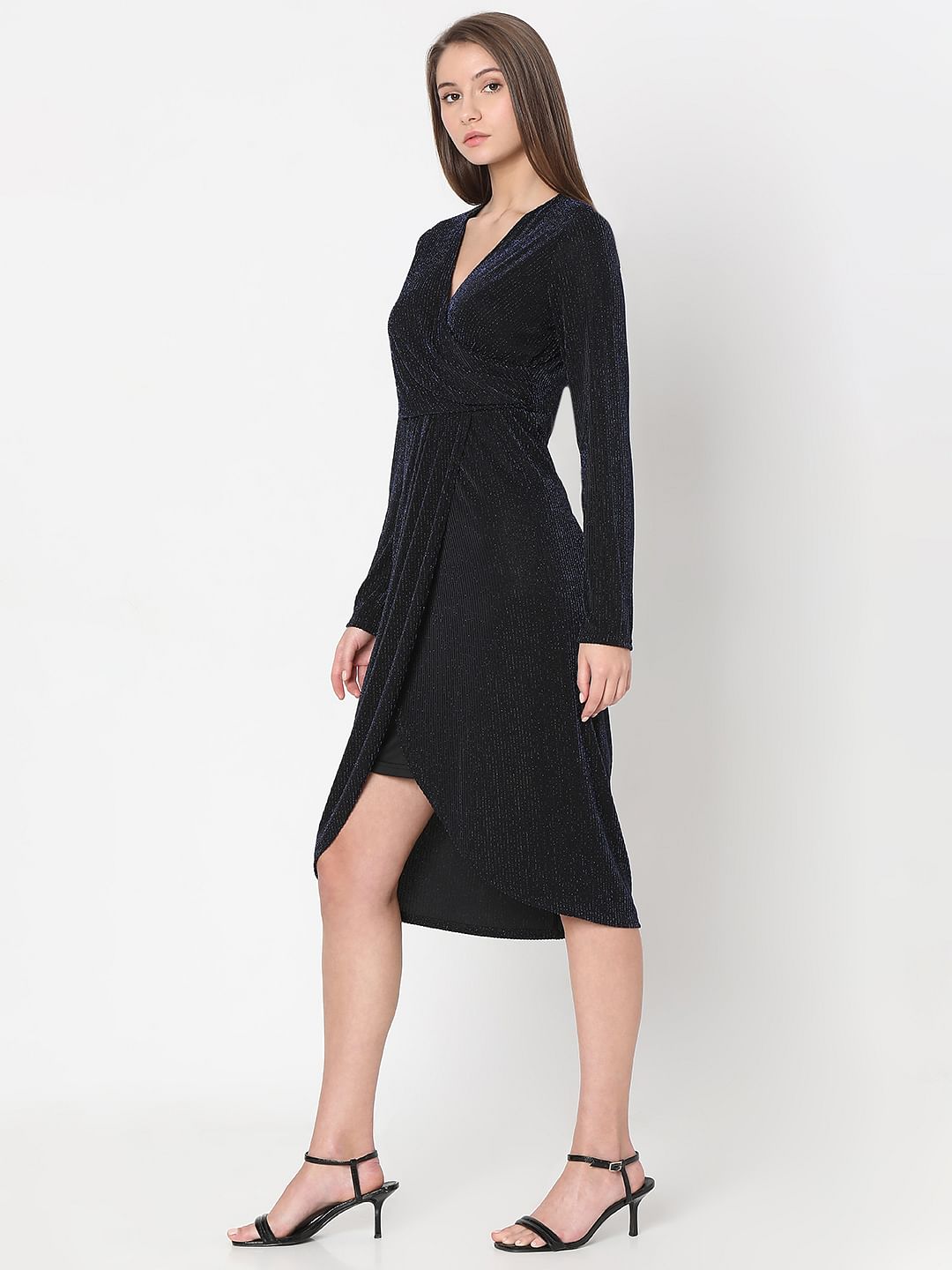 Navy Blue Shimmer Midi Dress