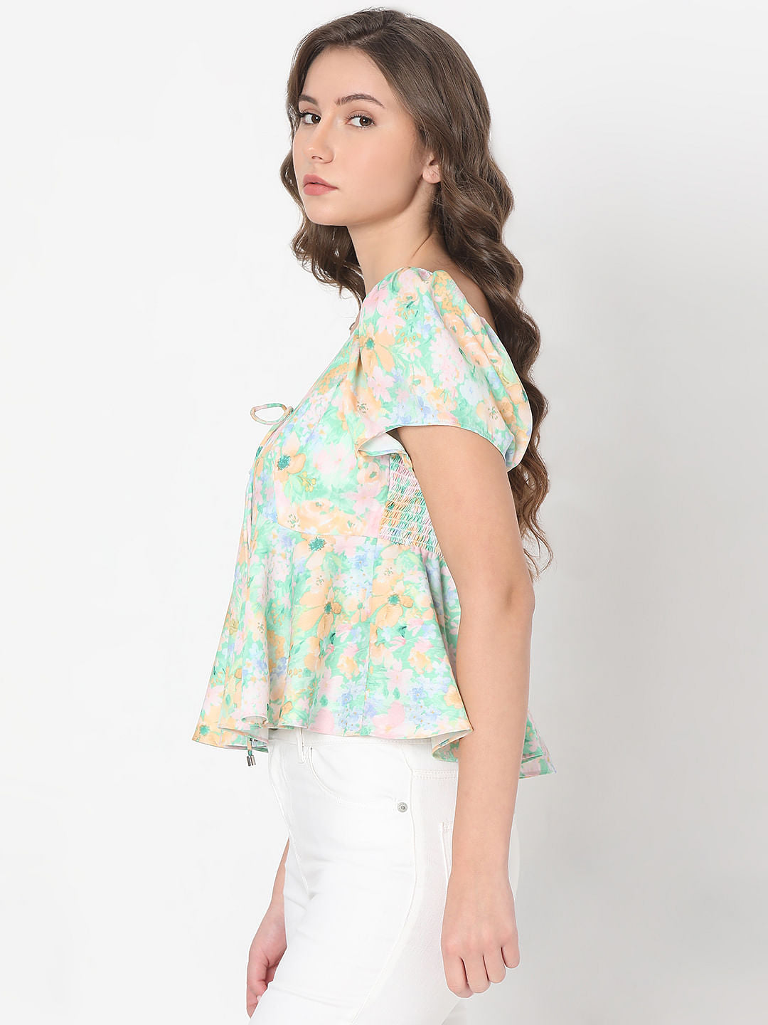 Green Floral Printed Top