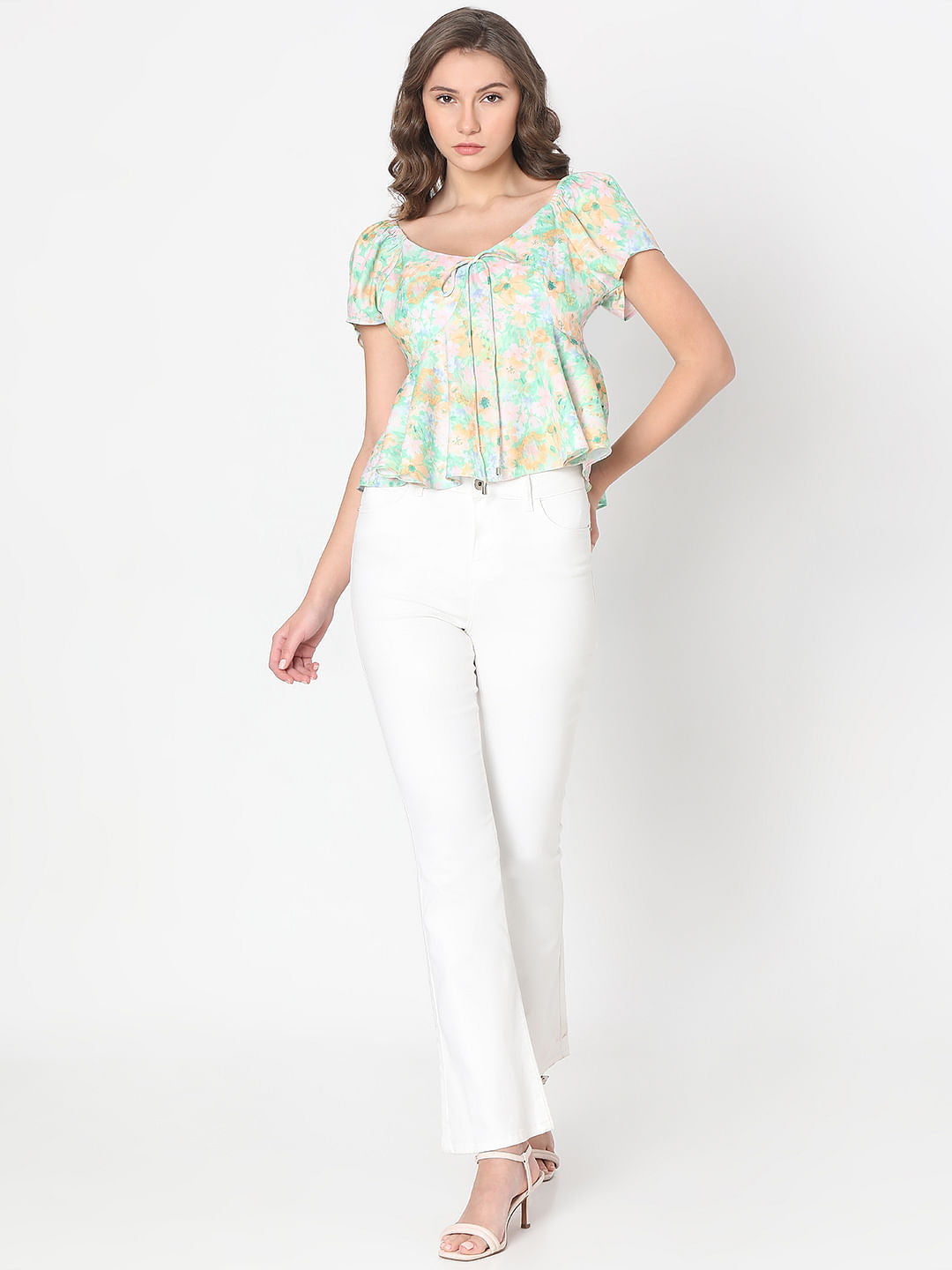 Green Floral Printed Top