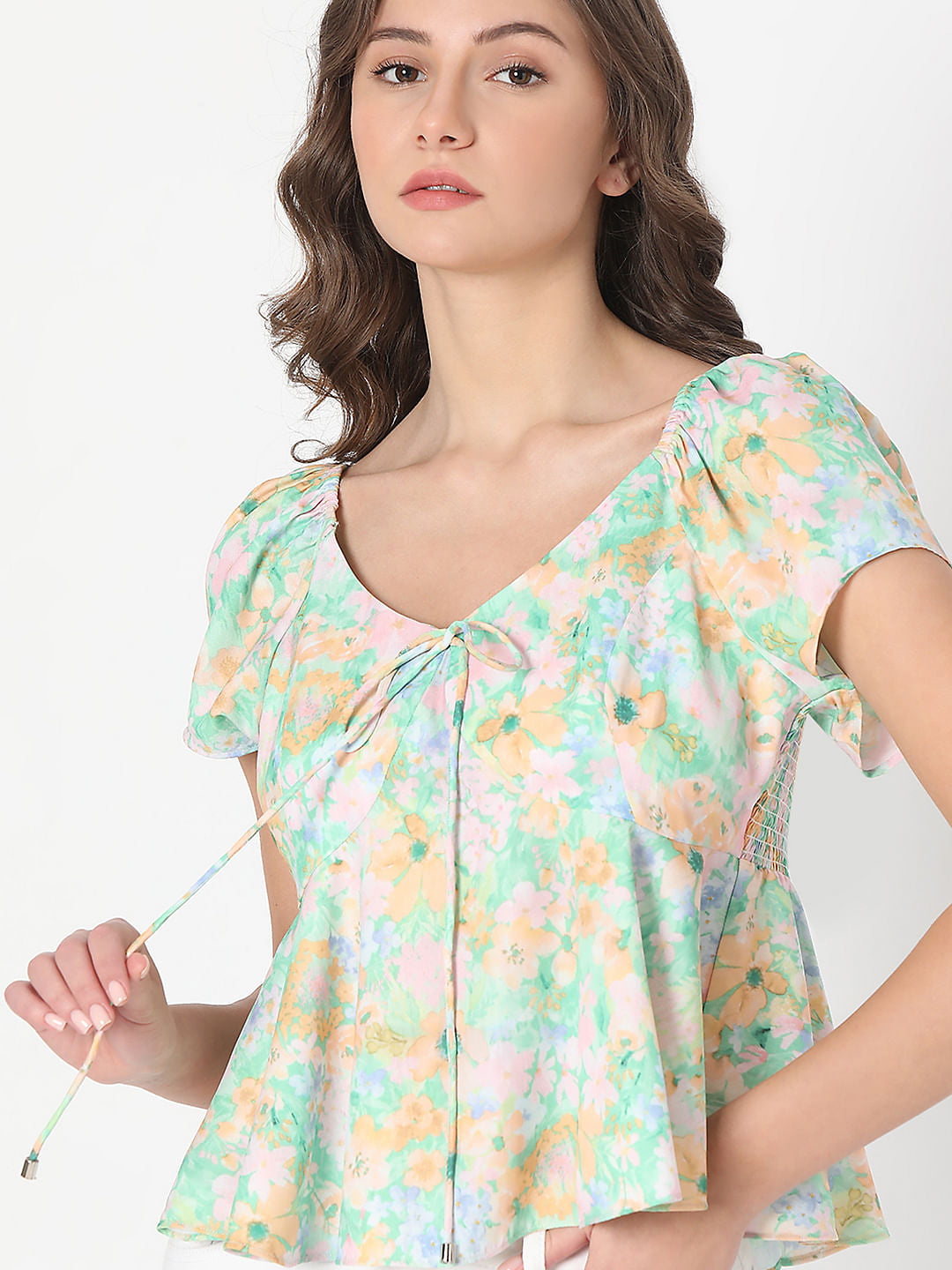 Green Floral Printed Top