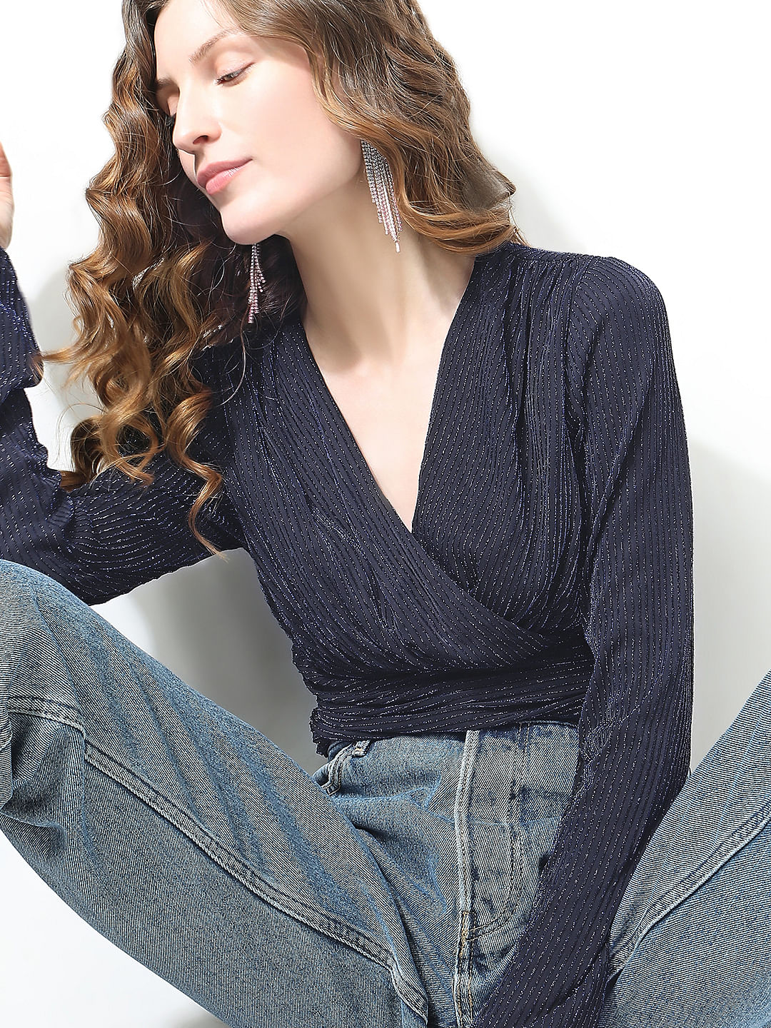 Dark Blue Shimmer Cropped Top