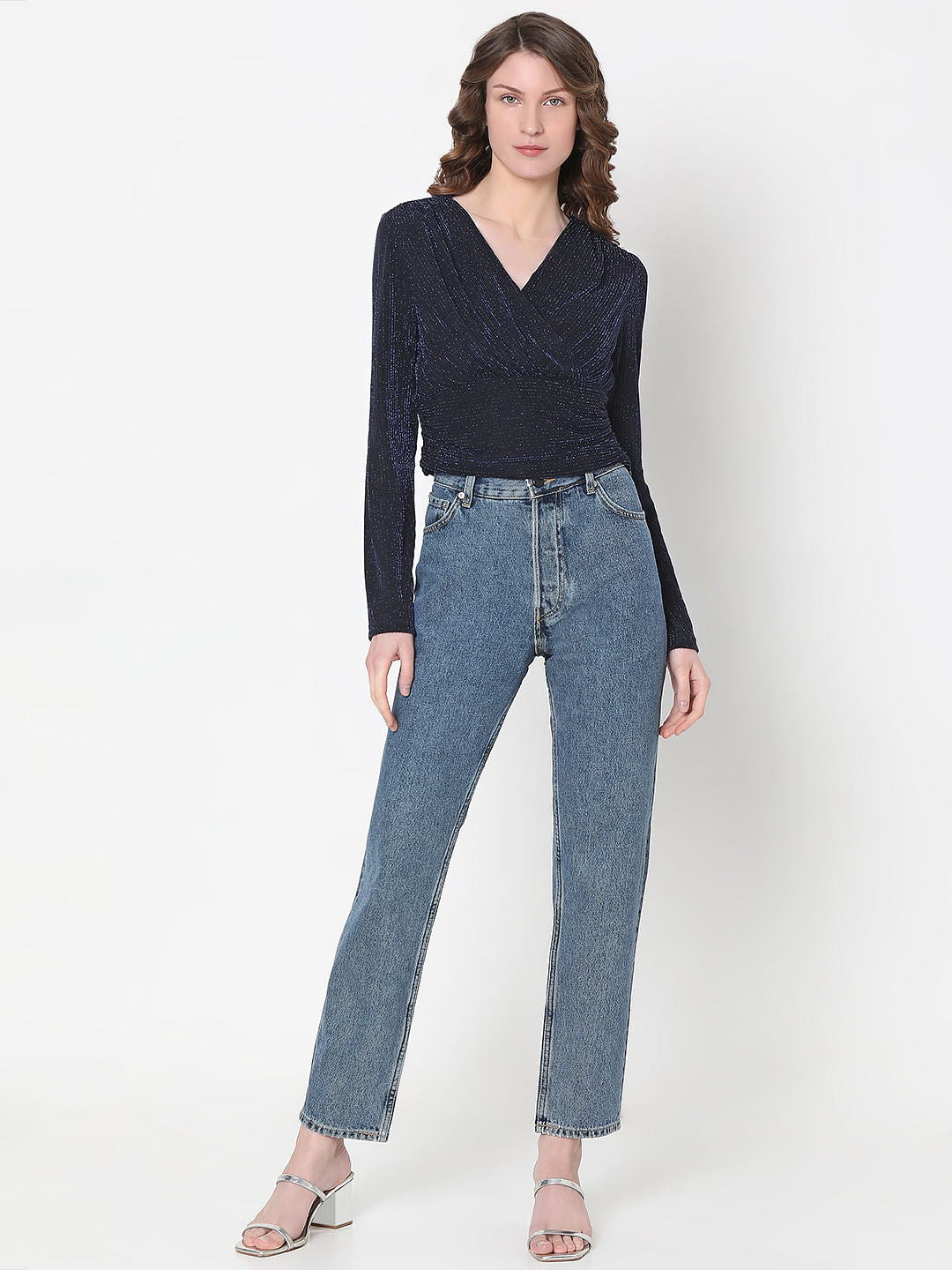 Dark Blue Shimmer Cropped Top