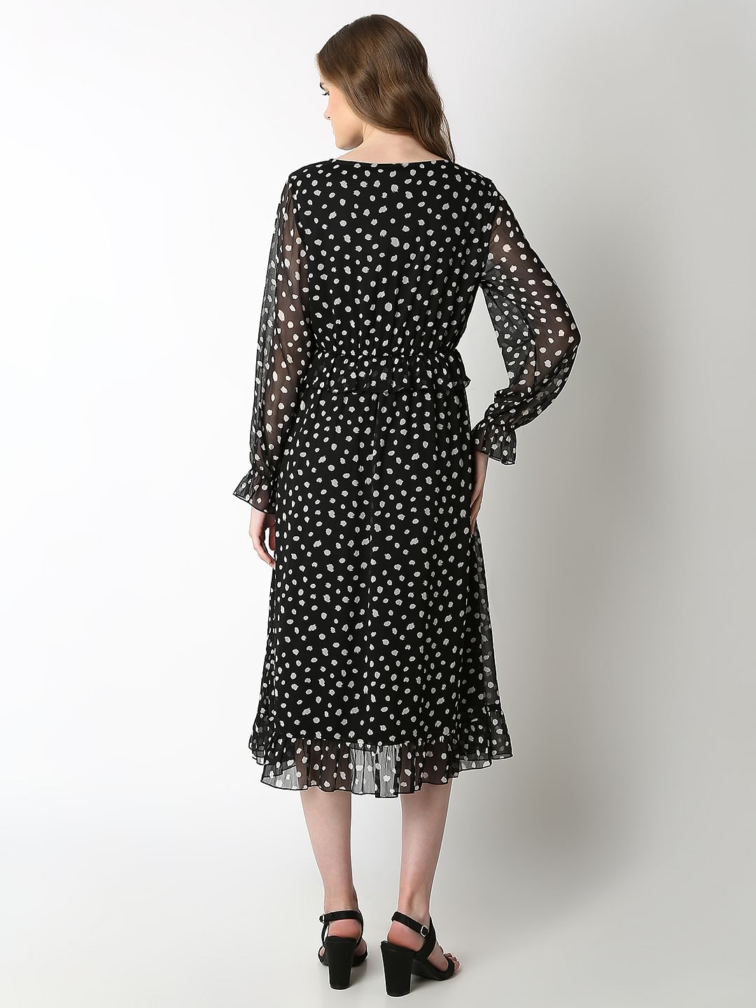 Black Polka Dot Midi Dress