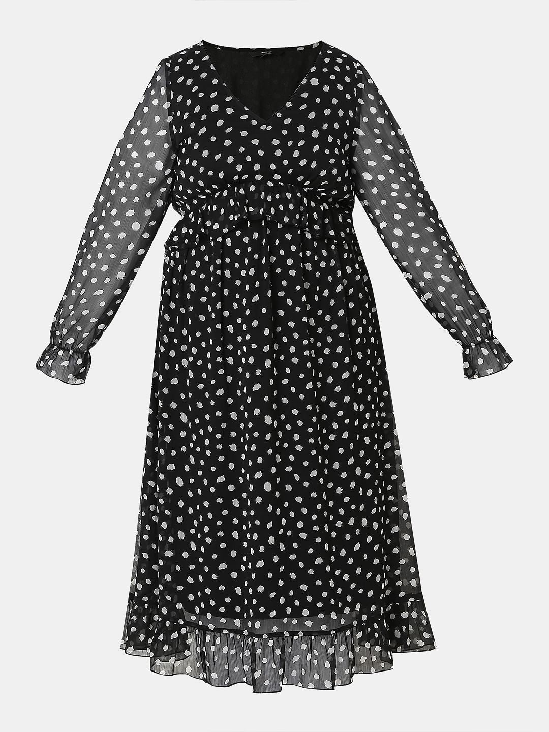 Black Polka Dot Midi Dress