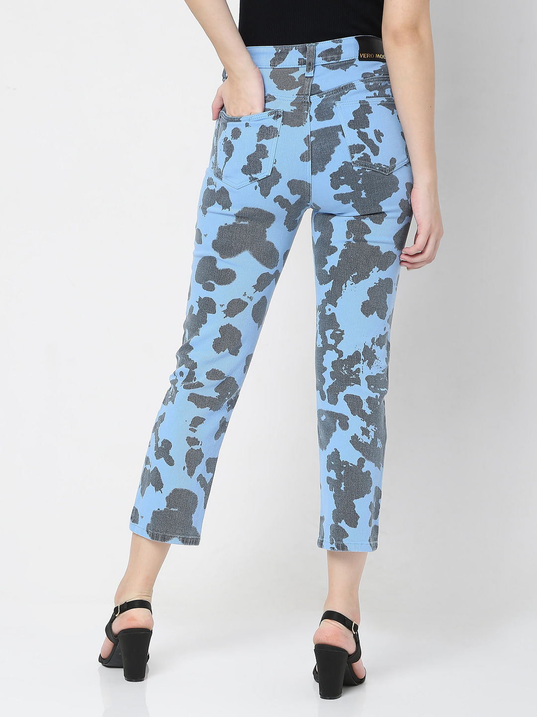 Blue Printed High Waist Wendy Skinny Jeans
