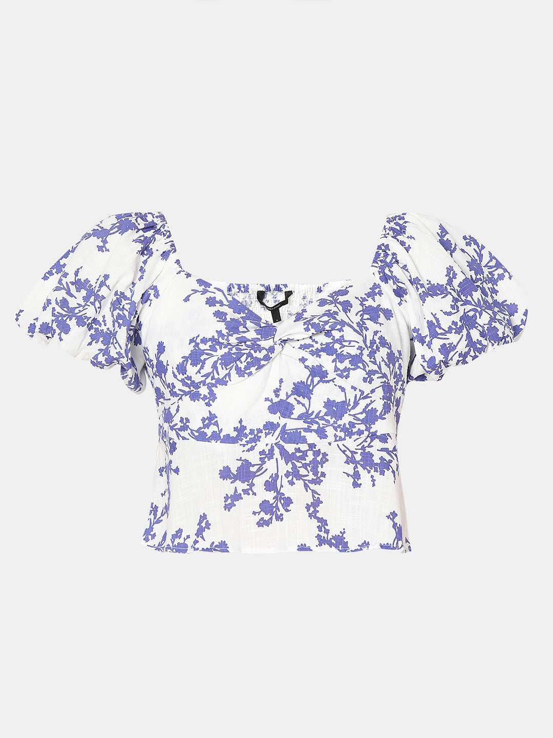 White Floral Print Top