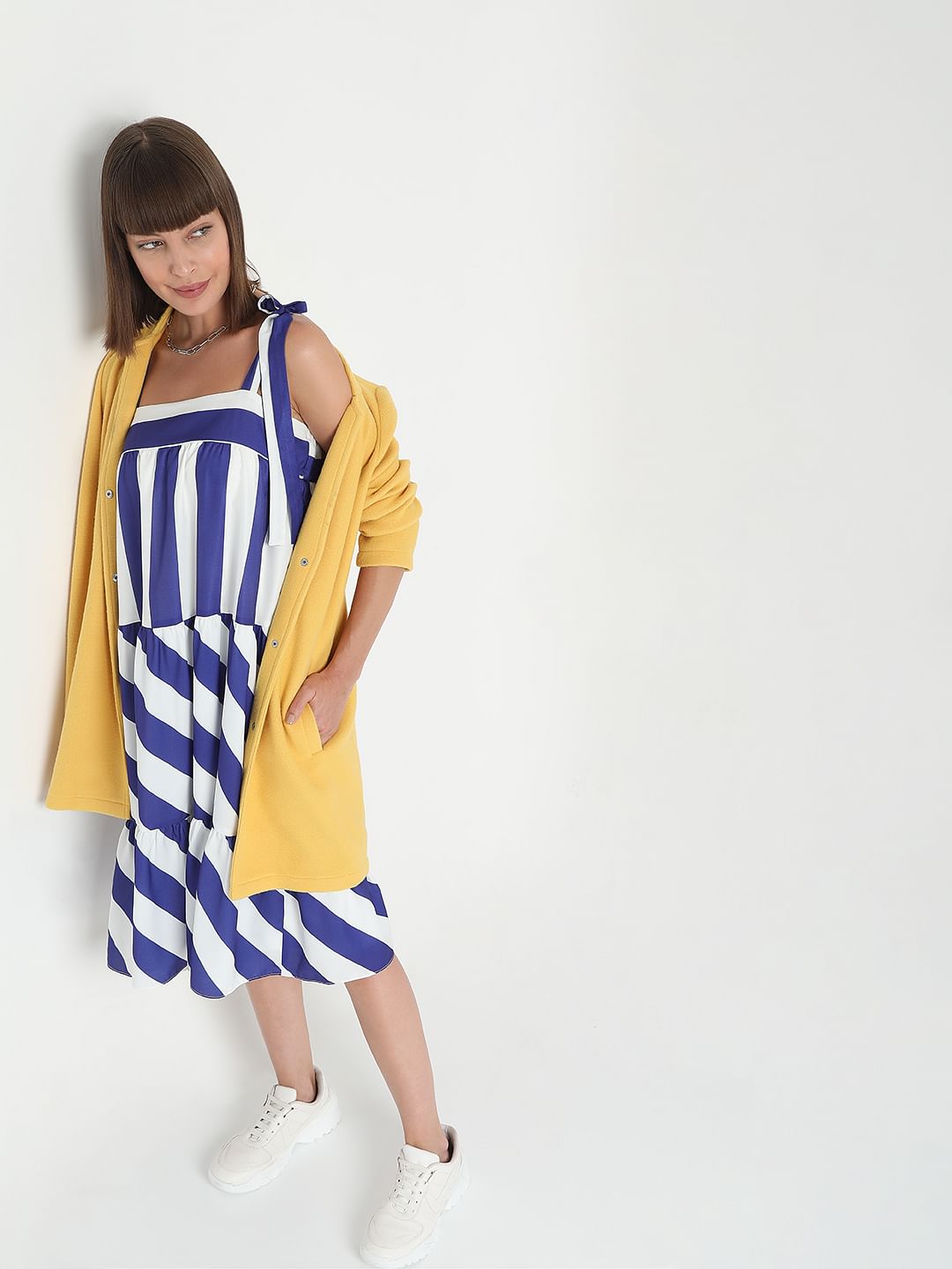 White Striped Shift Dress