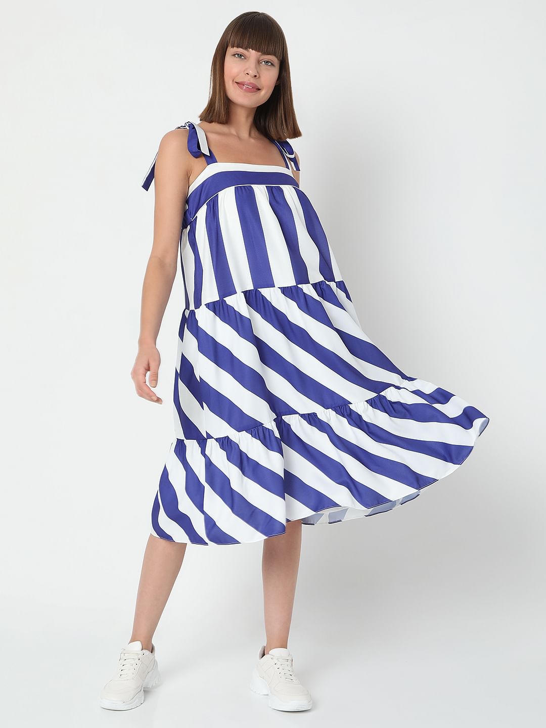 White Striped Shift Dress