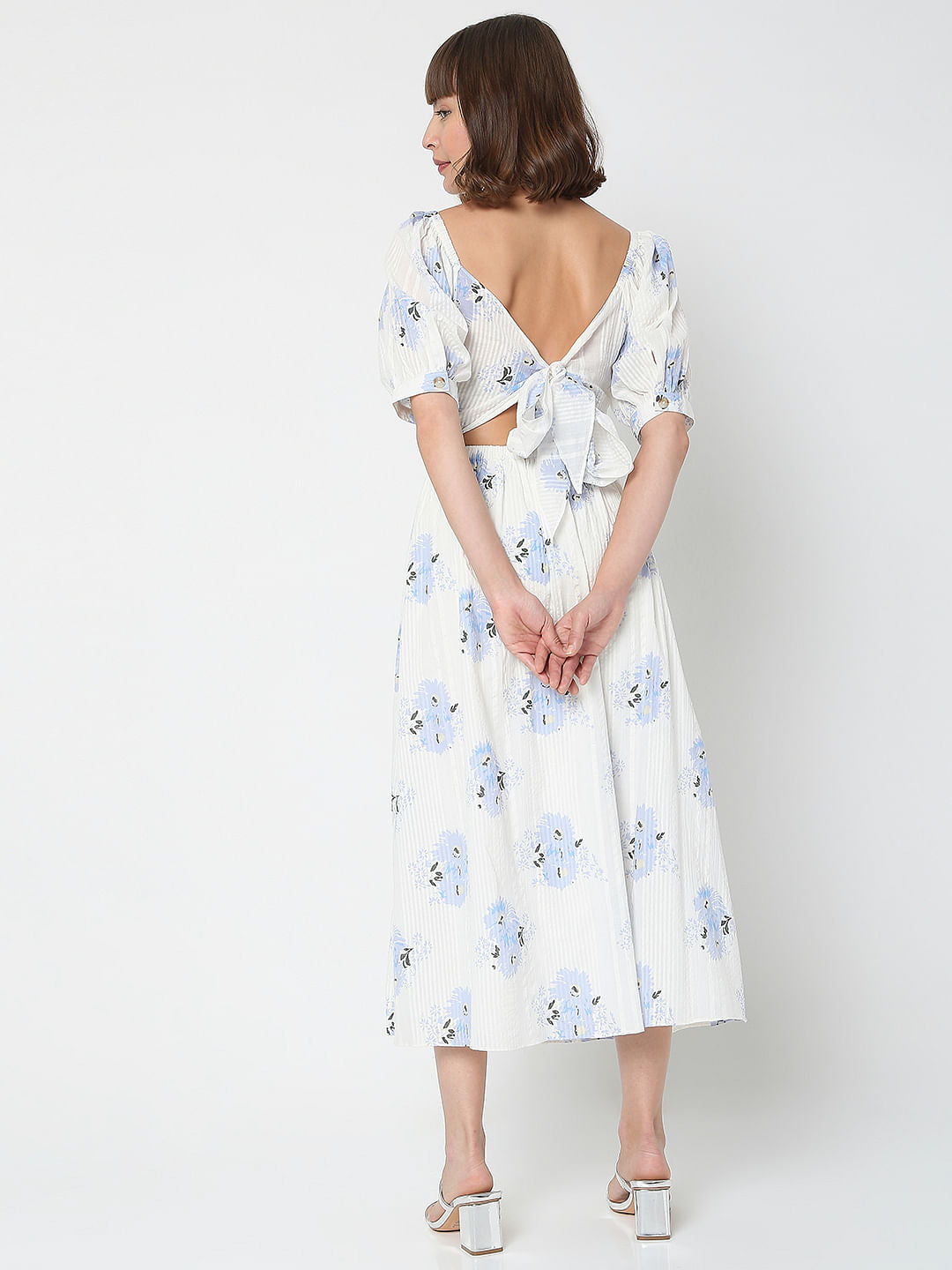 White Floral Midi Dress