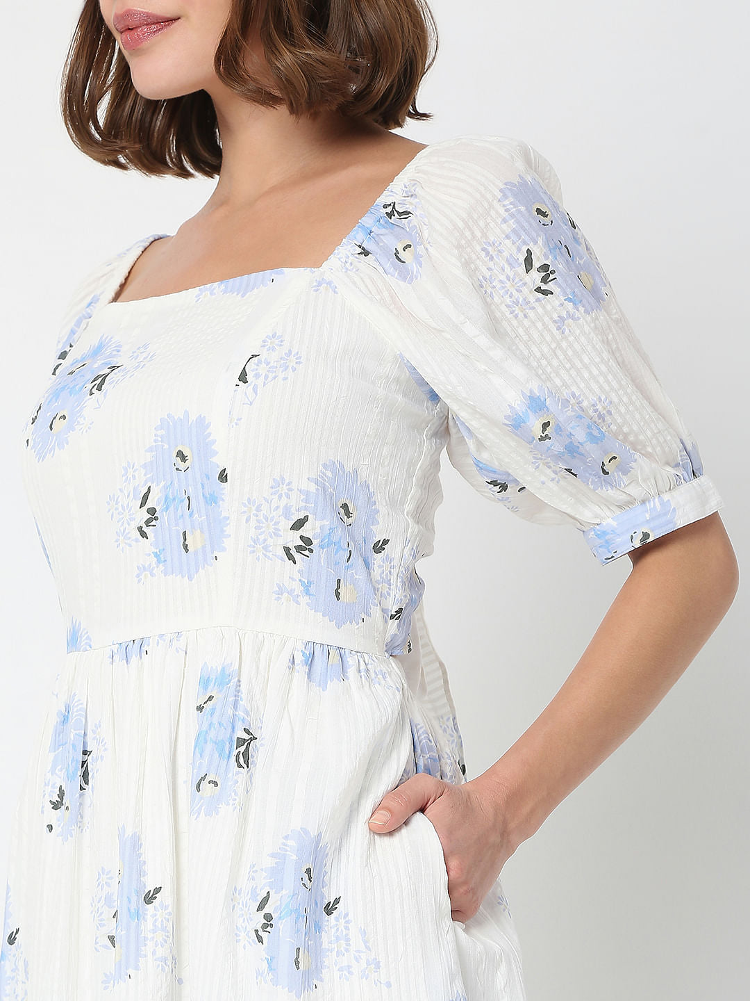 White Floral Midi Dress