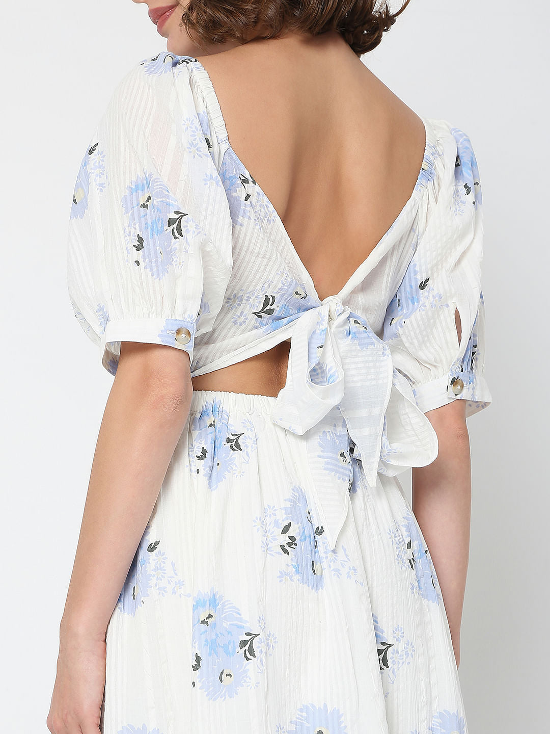 White Floral Midi Dress