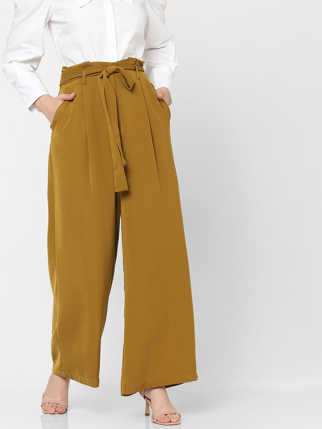 Brown High Rise Wide Leg Pants