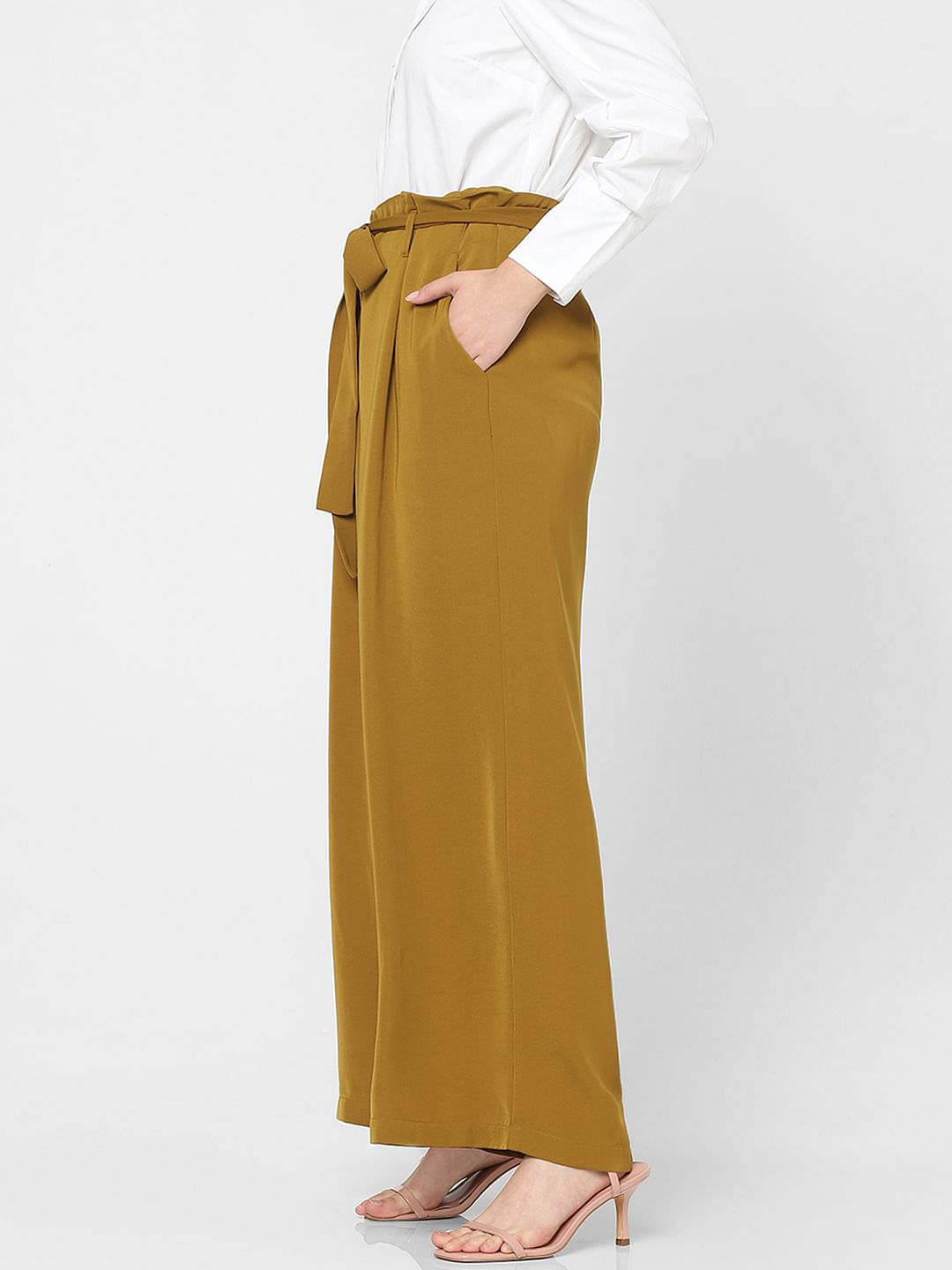 Brown High Rise Wide Leg Pants