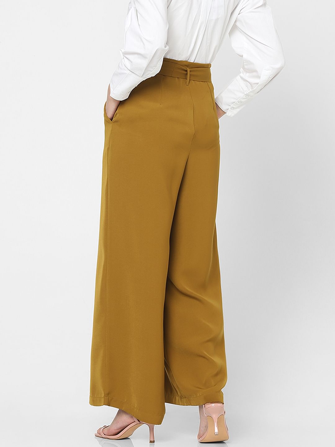Brown High Rise Wide Leg Pants