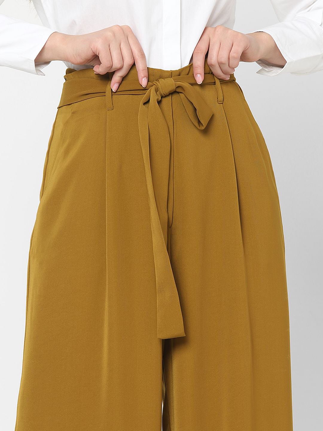 Brown High Rise Wide Leg Pants