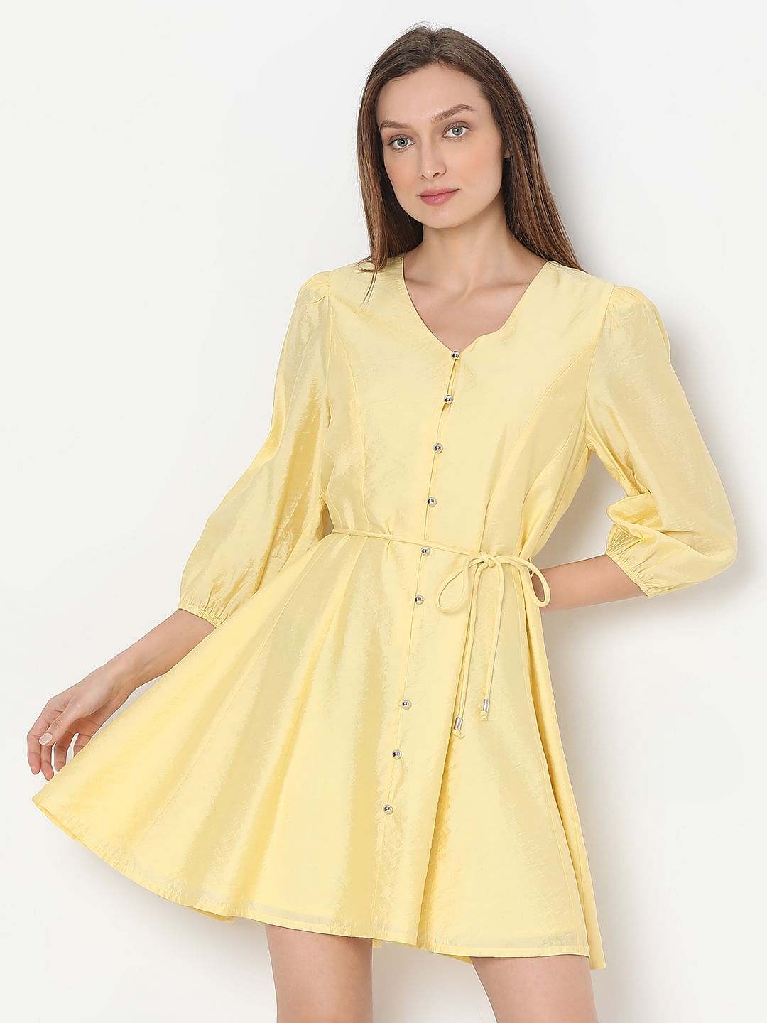 Yellow Fit & Flare Mini Dress