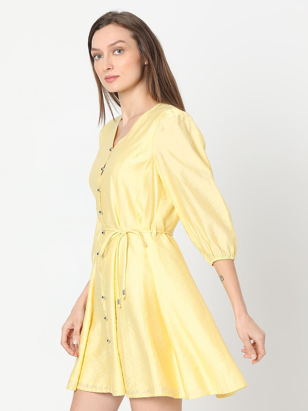 Yellow Fit & Flare Mini Dress