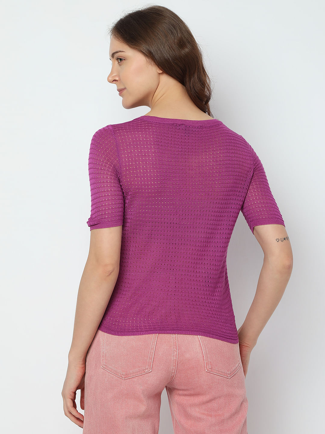 Purple Textured Knit Top