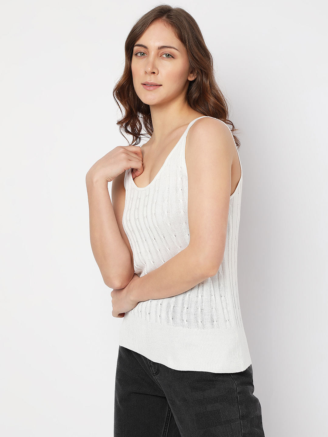 White Flatknit Tank Top