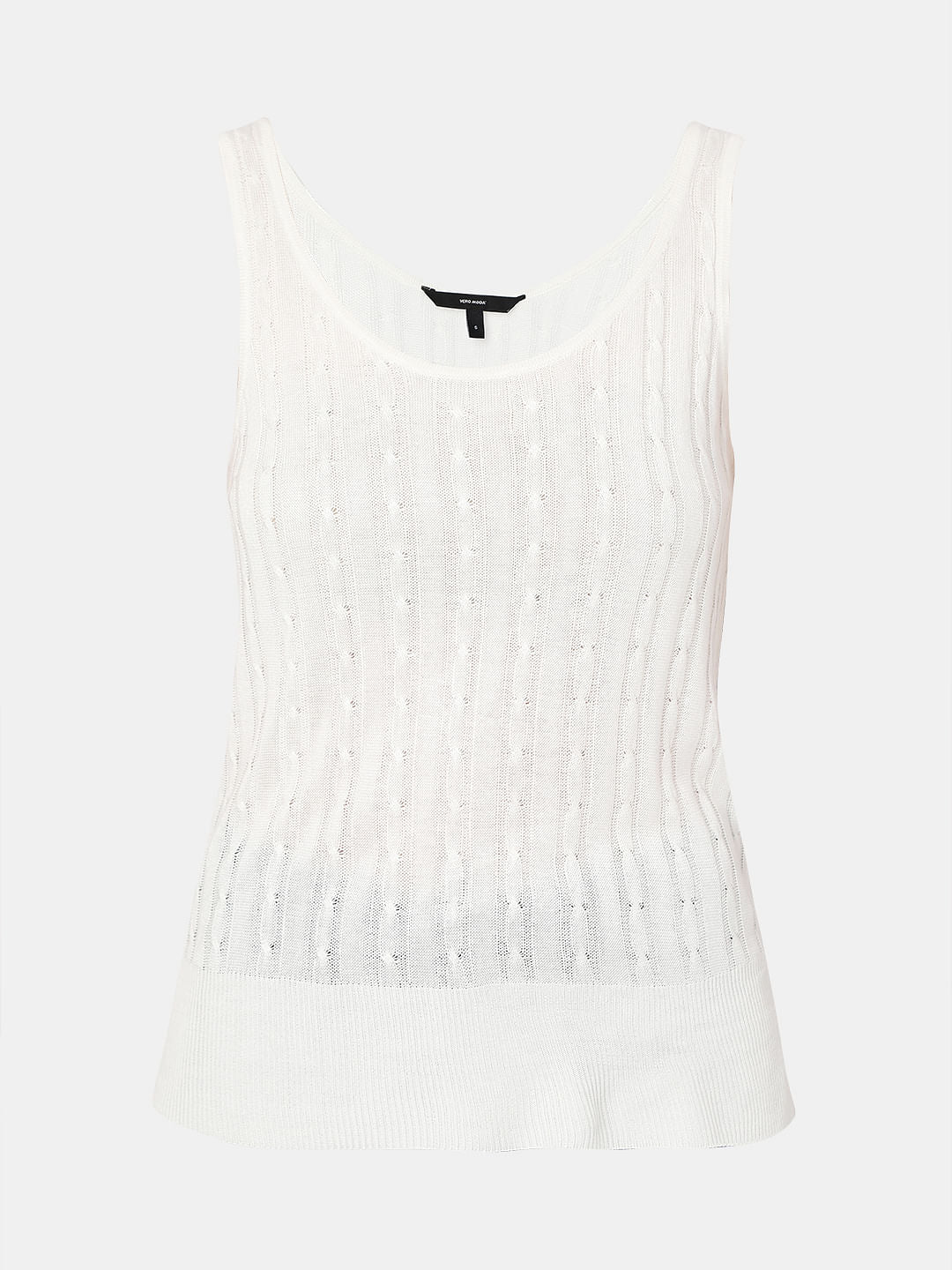 White Flatknit Tank Top