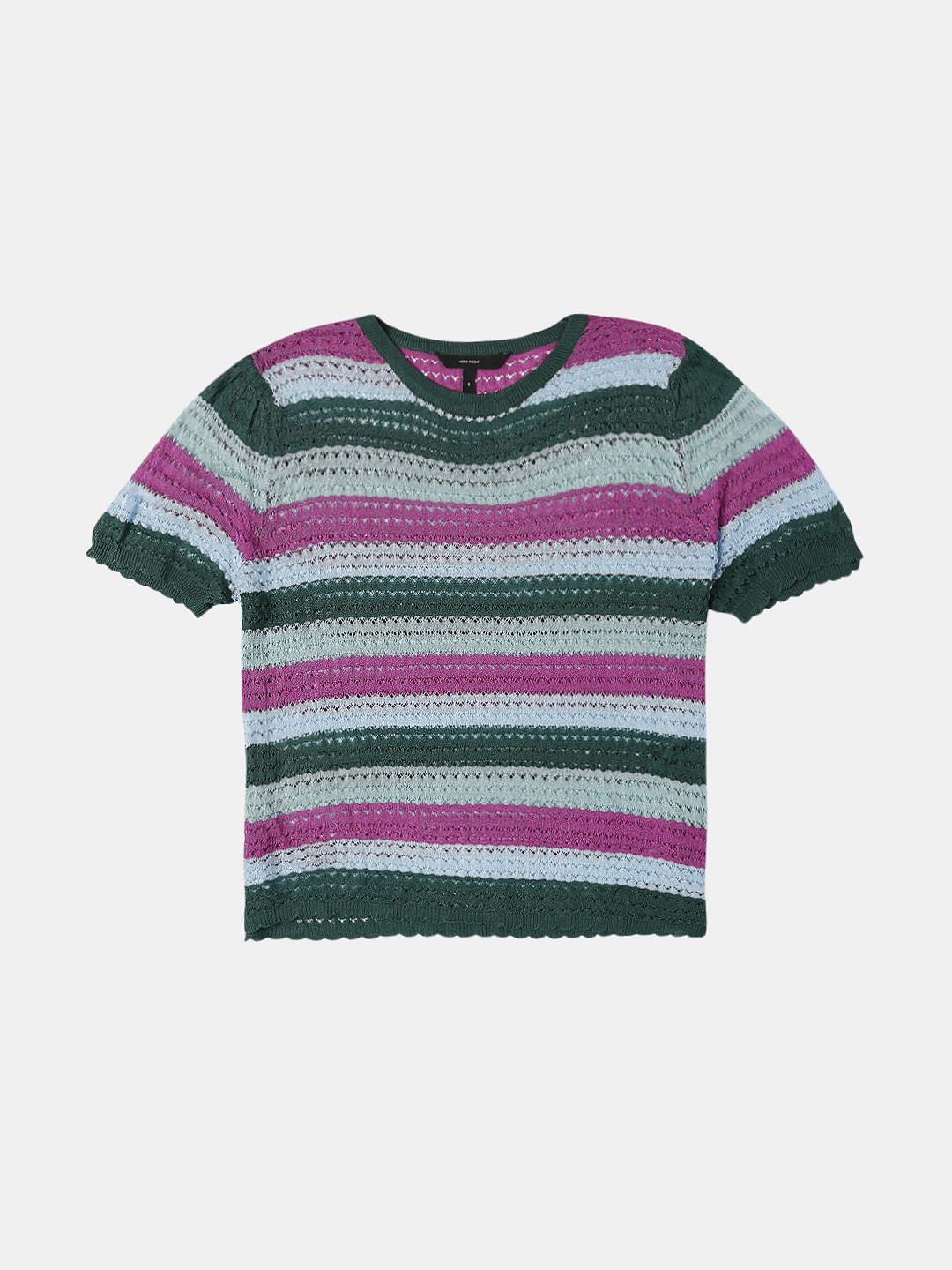 Dark Green Colourblocked Knit Top