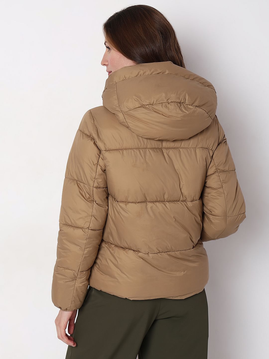 Brown Hooded Puffer Jacket