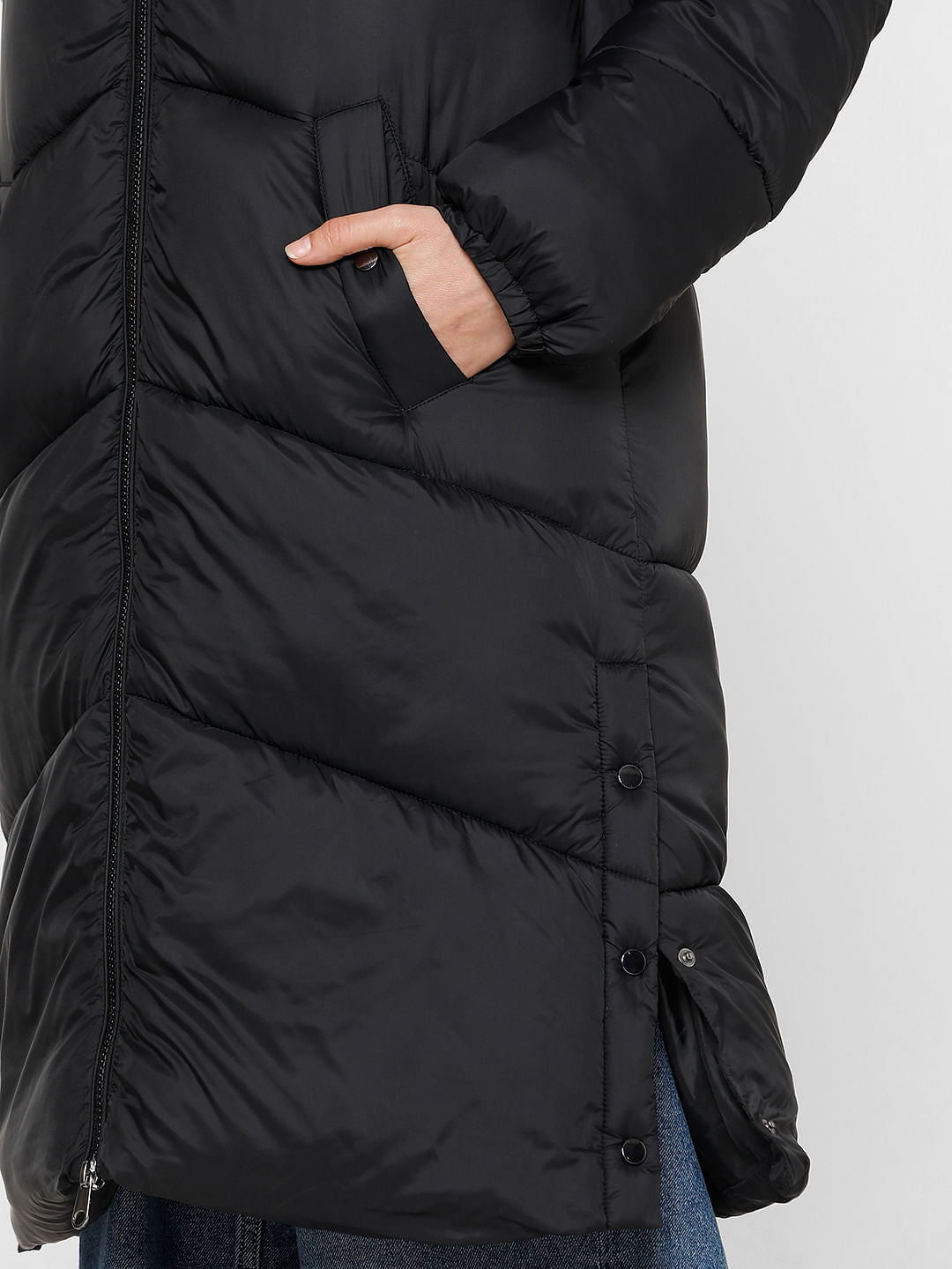 Black Long Hooded Puffer Coat