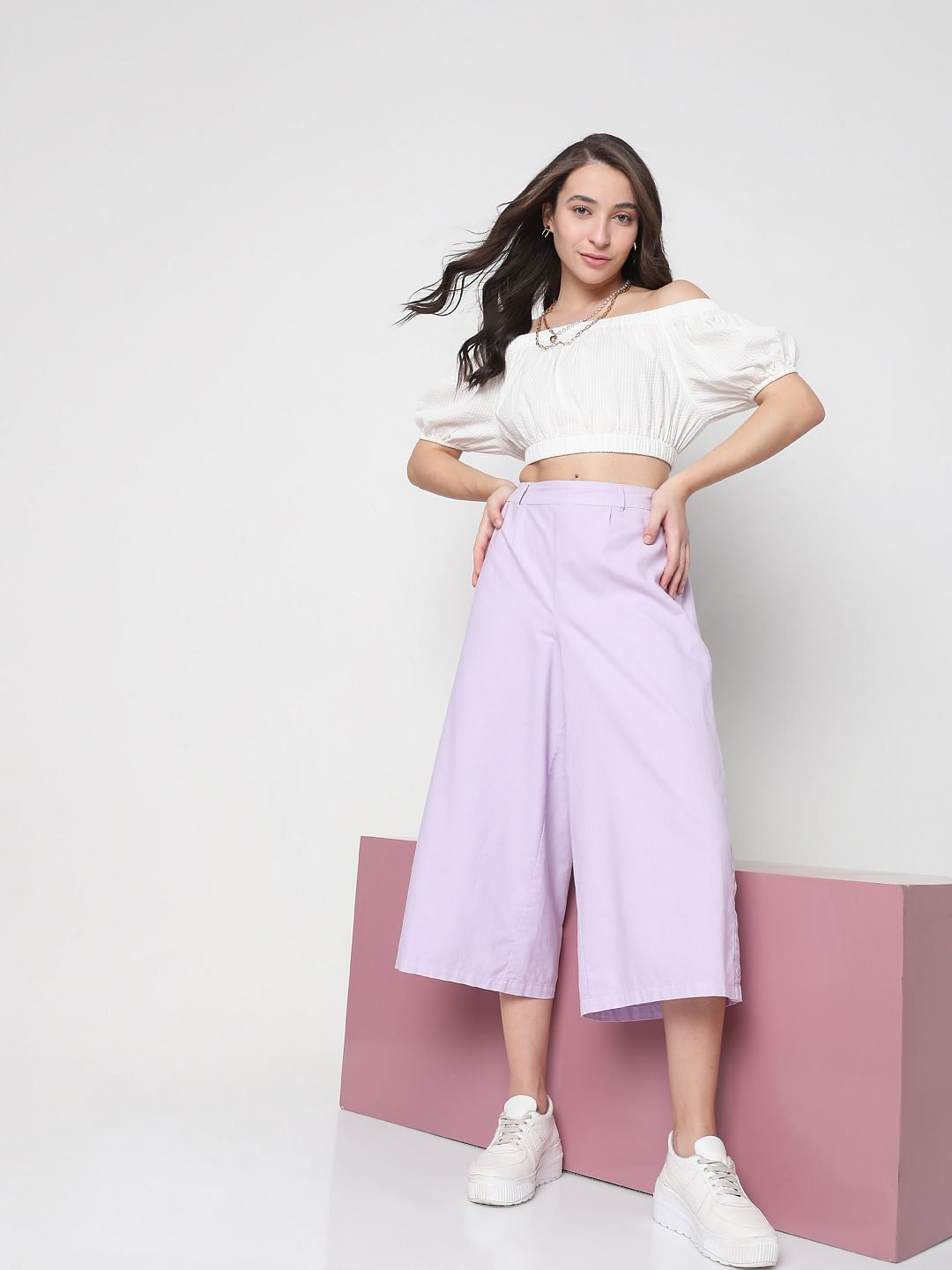 Purple Wide Leg Pants
