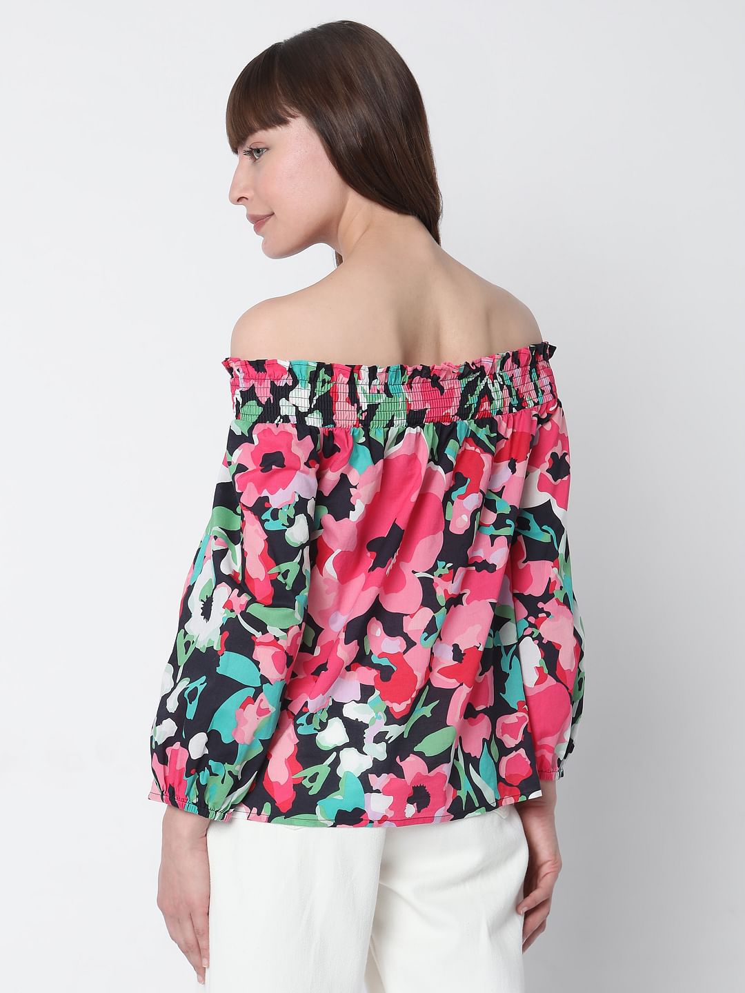 Pink Off-Shoulder Floral Top