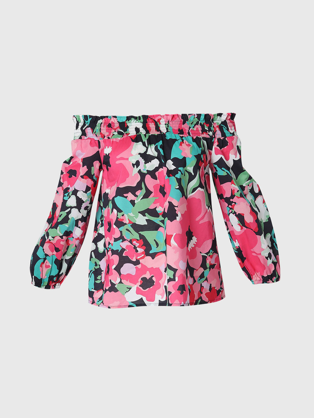 Pink Off-Shoulder Floral Top