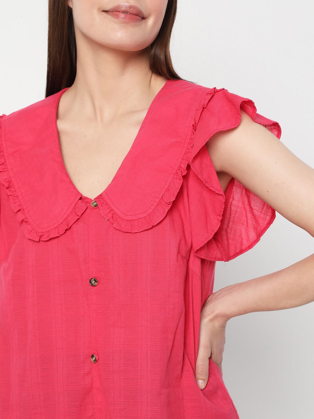 Pink Peter Pan Collar Top